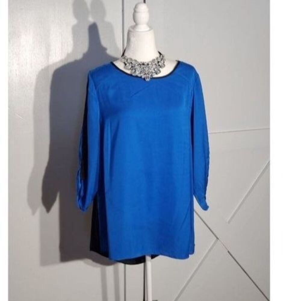 APT 9 TUNIC COLOR BLUE/BLACK 3/4 SLEEVE POLYESTER SIZE 1X